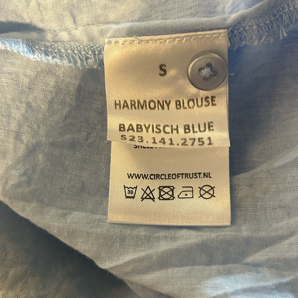 Circle Of Trust Embroidered Harmony Button Up Cotton Blouse in light blue  Sz S - Picture 5 of 7